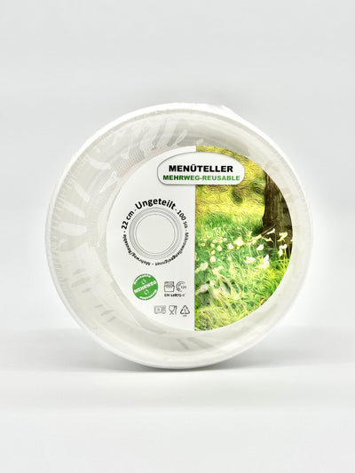 Mehrweg Menüteller 22 cm Ungeteilt – 100 Stück, PP Kunststoff